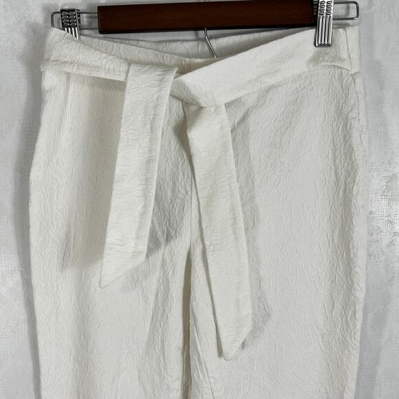 Jules & Leopold Womens Cream stretch pants with Floral Texture Belted Size S - Picture 3 of 5